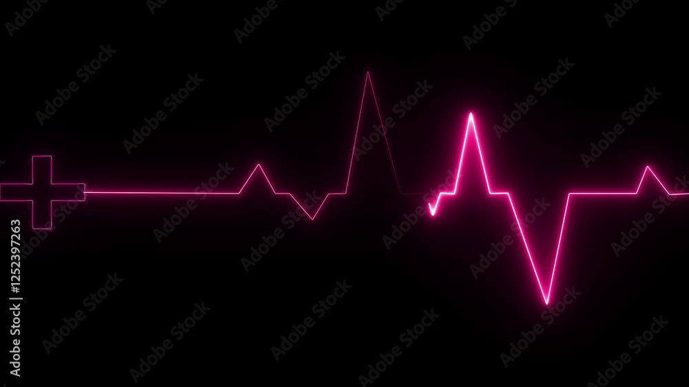 Neon heartbeat icon animation. heartbeat line display medical research concept. Neon heartbeat icon animation. heartbeat line display medical research concept.
