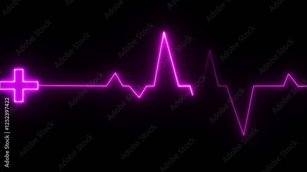 Neon heartbeat icon animation. heartbeat line display medical research concept. Neon heartbeat icon animation. heartbeat line display medical research concept.