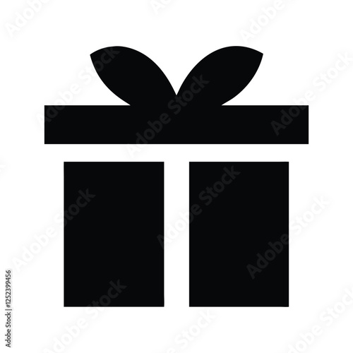 Minimalist Gift Box Silhouette Black and White Vector icon vector illustration white background