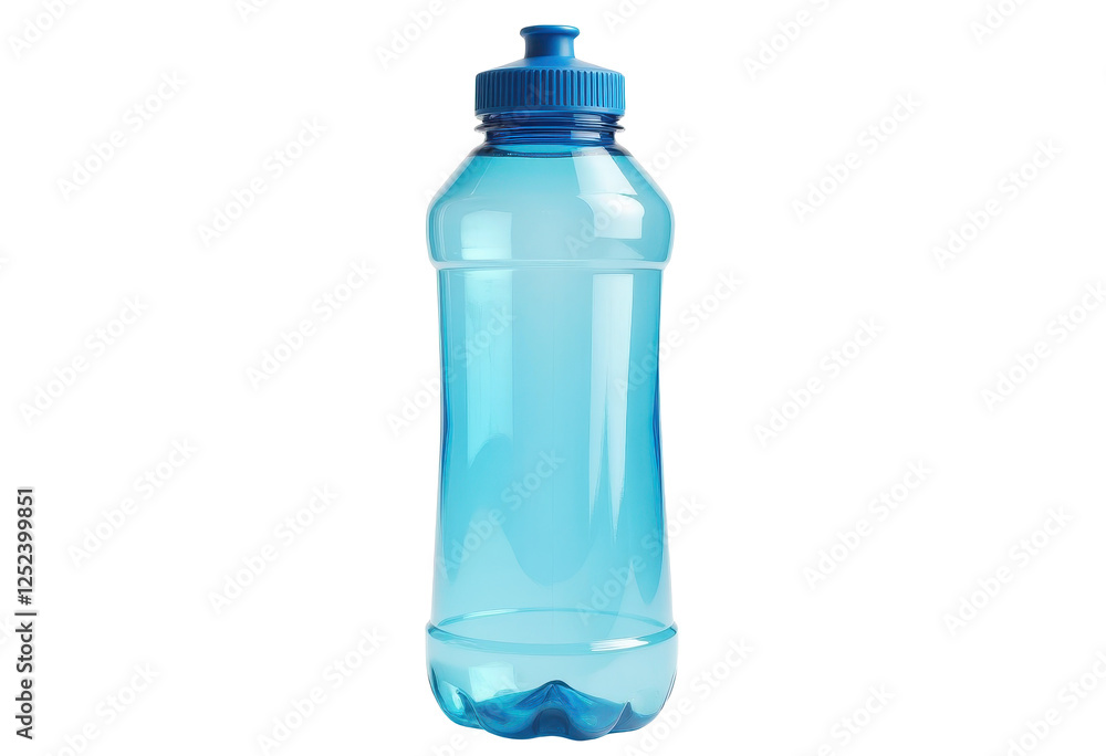 Durable Blue Plastic Water Bottle with Clear Interior on Transparent Background. A blue plastic water bottle on a transparent background. Durable Blue Plastic Water Bottle with Clear Interior on Transparent Background. A blue plastic water bottle on a transparent background.