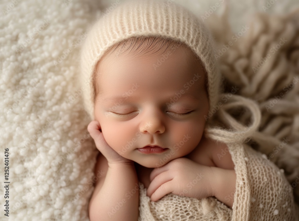 Close-up of hands holding a newborn baby wrapped in a white blanket. An Asian mother is cradling her newborn, Close-up of hands holding a newborn baby wrapped in a white blanket. An Asian mother is cradling her newborn,