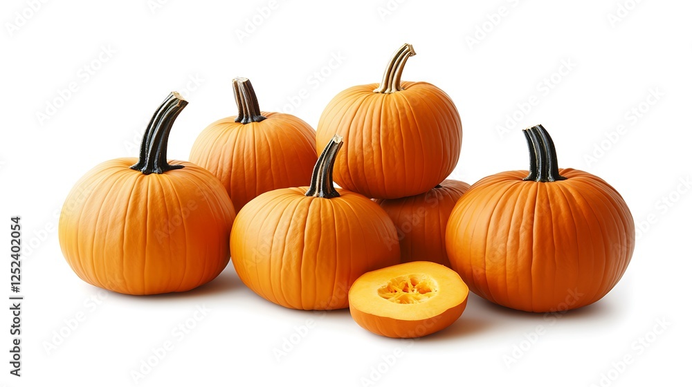 A Group of Vibrant Orange Pumpkins, Ready for Autumn A Group of Vibrant Orange Pumpkins, Ready for Autumn