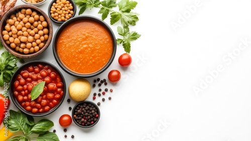 Healthy Food Ingredients in Bowls with Fresh Vegetables and Spices. Generative AI photo