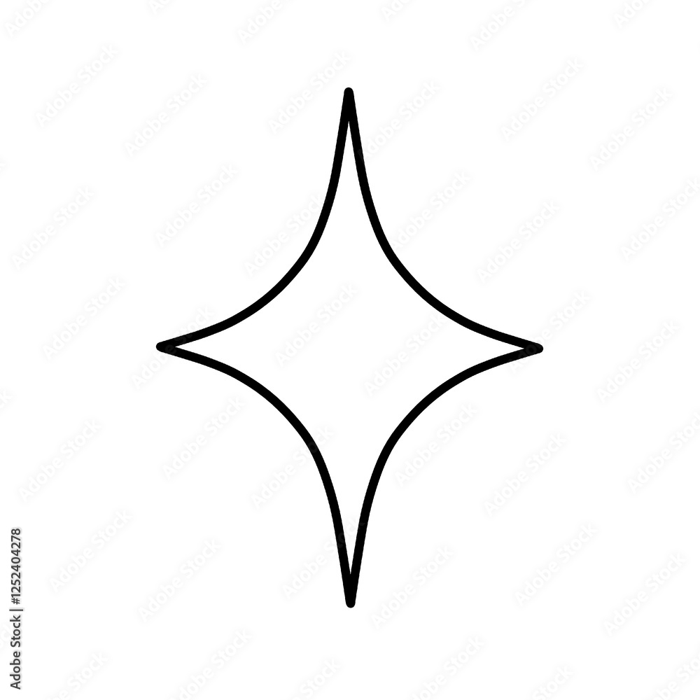 Sparkling star line illustration of black line element transparent