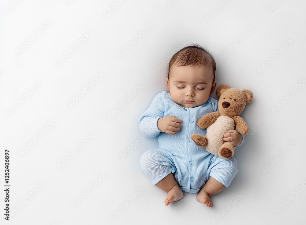 Top-view photograph of a sleeping newborn baby girl, wrapped in light purple and mint-colored fabrics and adorned Top-view photograph of a sleeping newborn baby girl, wrapped in light purple and mint-colored fabrics and adorned