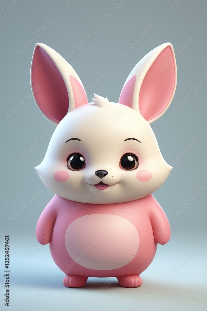 Obraz premium cartoon rabbit with pink ears and a white body