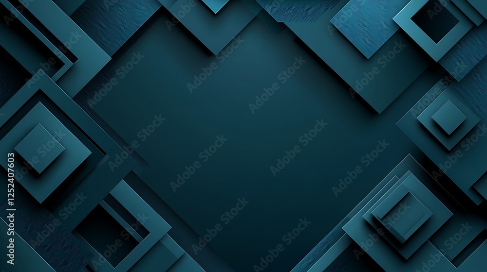 Abstract Teal Geometric Square Pattern Design