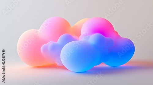 Pastel Hued Spheres Forming a Abstract Cloud Like Shape in a Digital Render with Soft Lighting