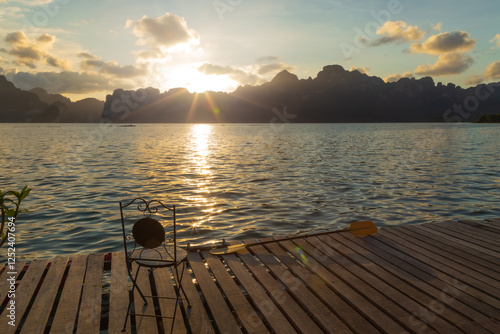 Cheow Lan Dam or Ratjjaprabha Dam, Surat Thani Province is a hydroelectric dam with beautiful nature, especially limestone mountains, suitable for relaxation. It is located in Khao Sok National Park photo