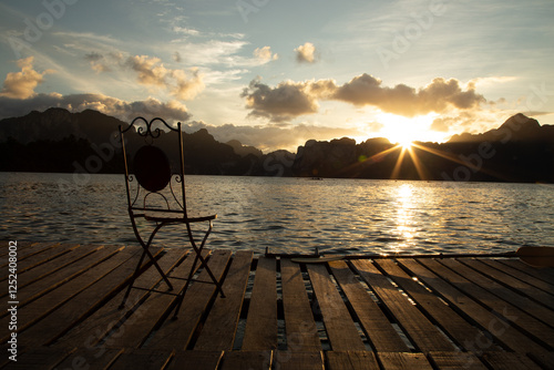 Cheow Lan Dam or Ratjjaprabha Dam, Surat Thani Province is a hydroelectric dam with beautiful nature, especially limestone mountains, suitable for relaxation. It is located in Khao Sok National Park photo