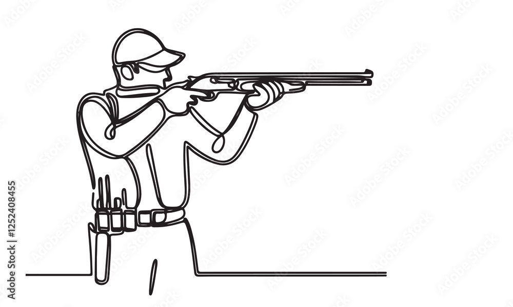 custom made wallpaper toronto digitalOne continuous single drawing black line art doodle of shooter is shooting sport outline vector illustration on white background