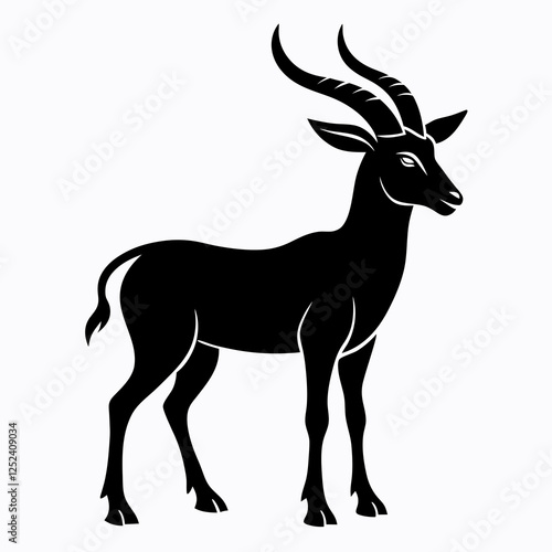 Addax Black Silhouette Vector on White Background