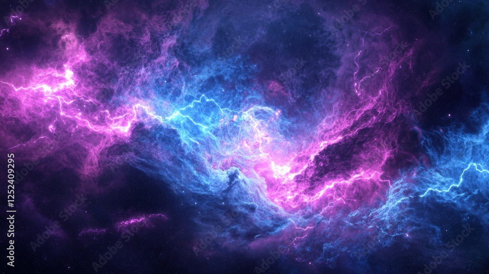 Electrifying Lightning in Cosmic Nebula with Colorful Filaments Electrifying Lightning in Cosmic Nebula with Colorful Filaments