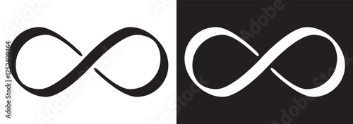 Infinity symbols collection, for logo design, branding, mathematical representation. Various infinity icon styles, simple to artistic. Endless, eternal, limitless concept