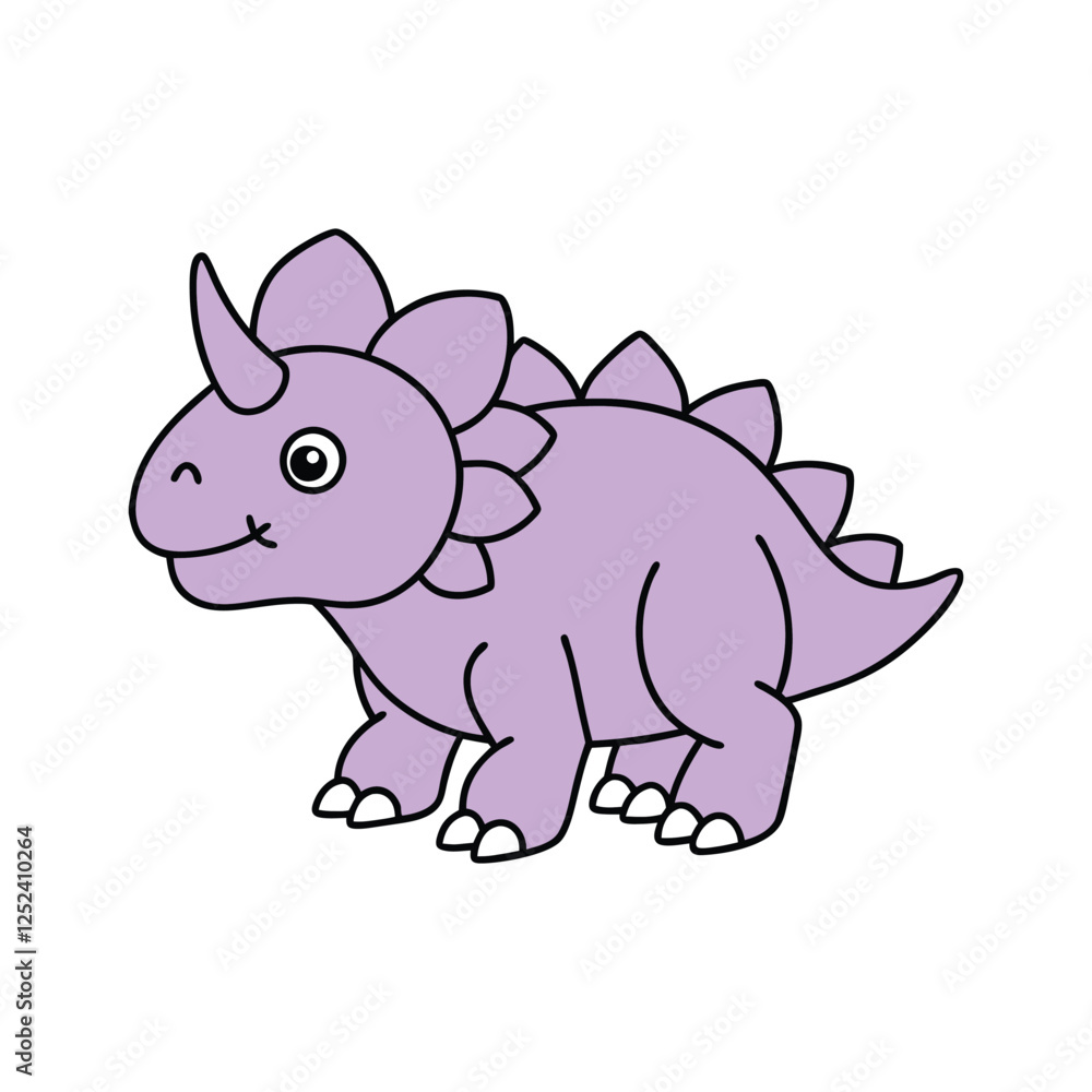 Cute Cartoon Triceratops Dinosaur Illustration – Adorable Kawaii Style Vector Cute Cartoon Triceratops Dinosaur Illustration – Adorable Kawaii Style Vector