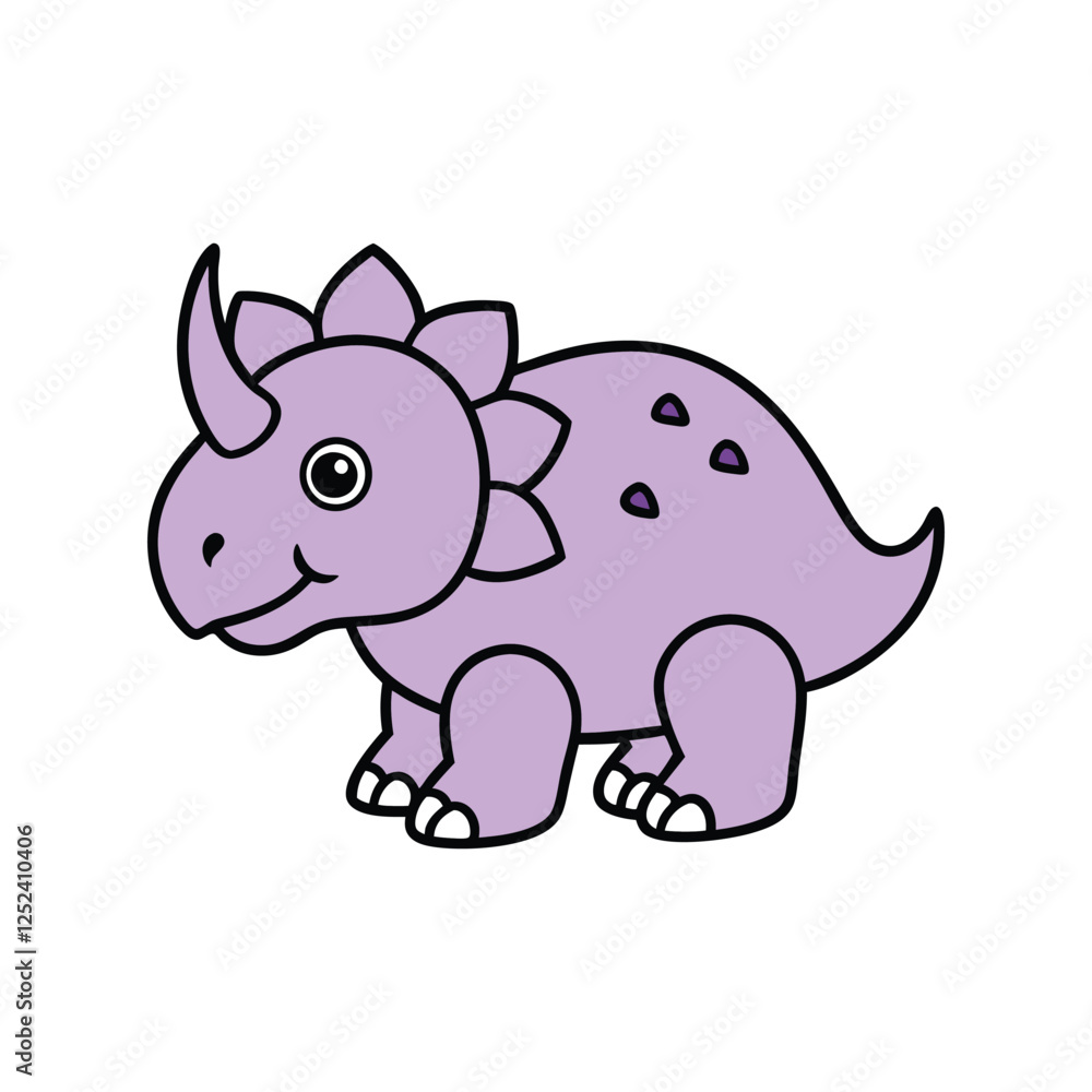 Cute Cartoon Triceratops Dinosaur Illustration – Adorable Kawaii Style Vector Cute Cartoon Triceratops Dinosaur Illustration – Adorable Kawaii Style Vector