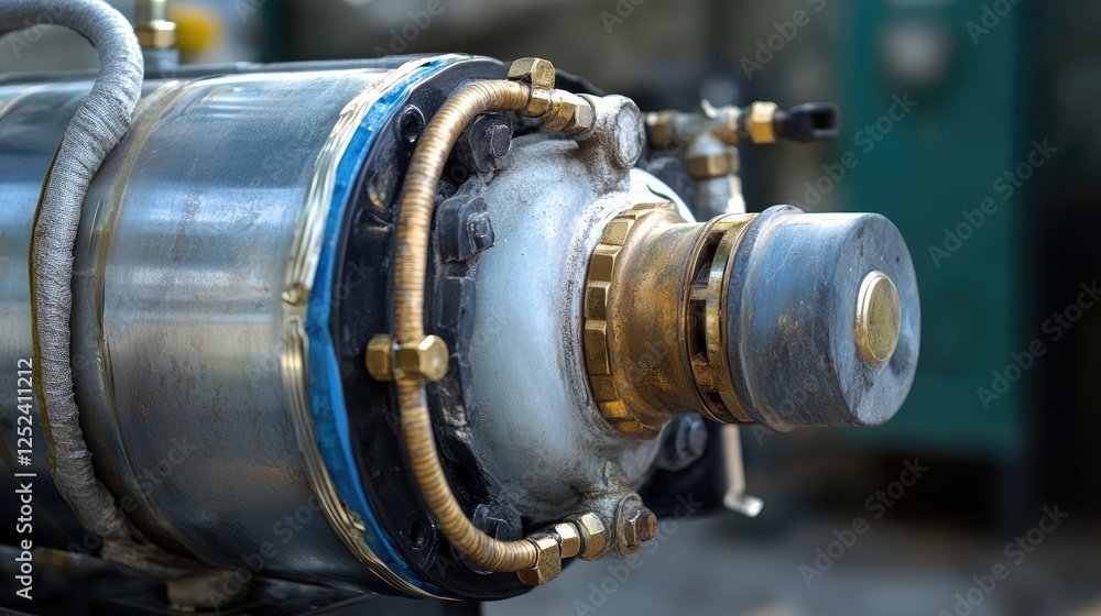 AC compressor with refrigerant pipe installation, ready for pressure testing AC compressor with refrigerant pipe installation, ready for pressure testing