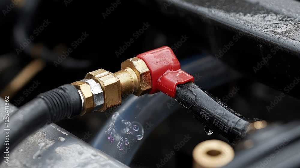 AC refrigerant pipe connection with bubble leak detection fluid applied AC refrigerant pipe connection with bubble leak detection fluid applied