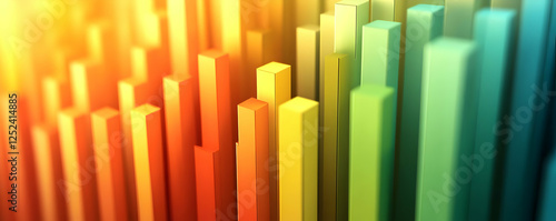 Obraz na płótnie Colorful 3D bars, data growth, abstract background