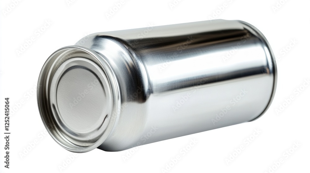 Sleek metallic can on white background Sleek metallic can on white background