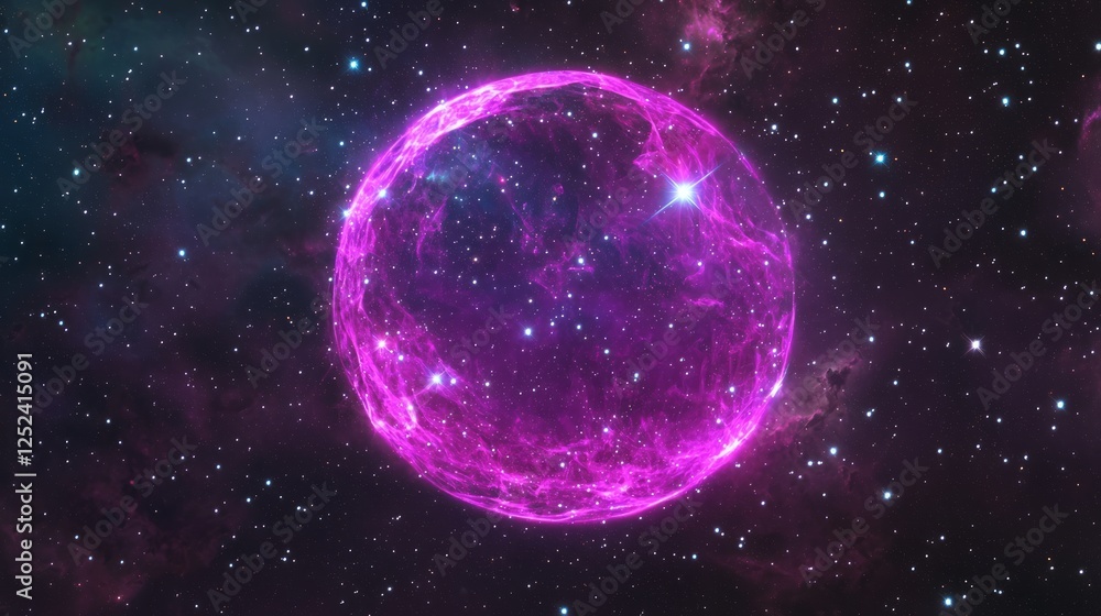 Obraz premium Immense Cosmic Bubble Infused with Vibrant Pink Energy in Space