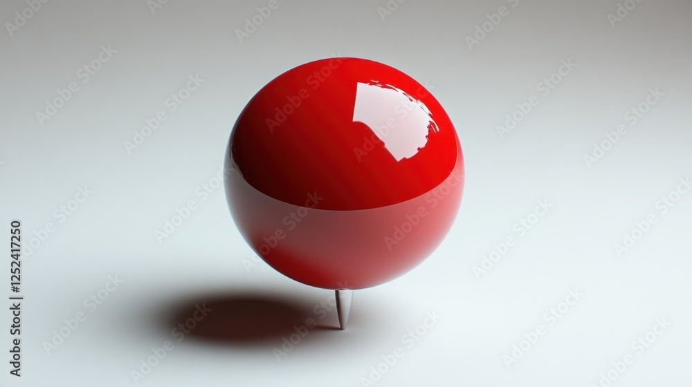 Hyper-Realistic Red Sphere with Metallic Pin in Minimalistic Composition Hyper-Realistic Red Sphere with Metallic Pin in Minimalistic Composition