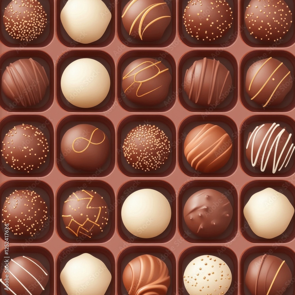 Assorted Gourmet Chocolate Truffles in Elegant Box with Various Flavors and Textures for Dessert Lovers Assorted Gourmet Chocolate Truffles in Elegant Box with Various Flavors and Textures for Dessert Lovers