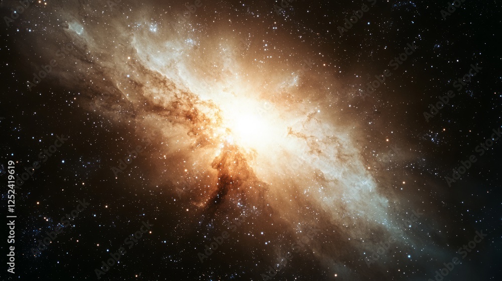 Obraz premium Intense Explosion in a Far Flung Galaxy with Bright Stars and Nebulae