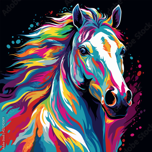 Colorful horse pop art vector illustration