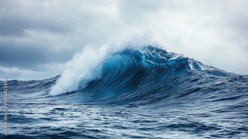 Fototapeta premium Powerful ocean wave crashing in stormy sea