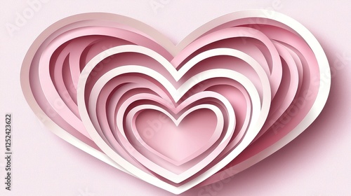 Elegant layered pink hearts on a soft pastel background