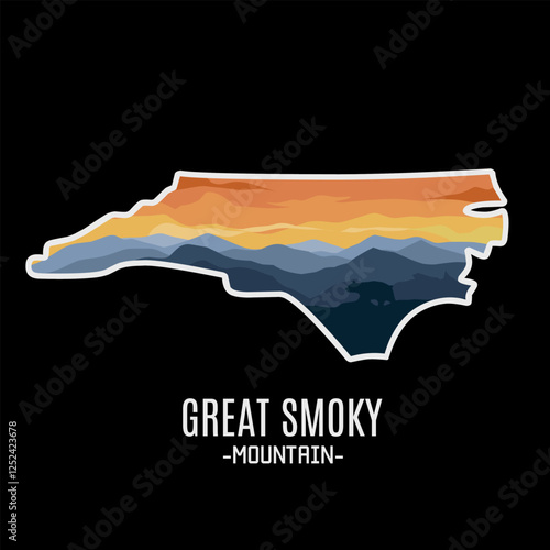 Great Smoky Mountain With Sunset Scenery Perfect for Print, Apparel, etc