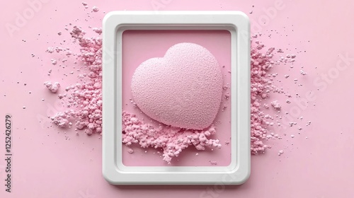 Pink Heart Shape on Soft Pink Background with Sweet Textures