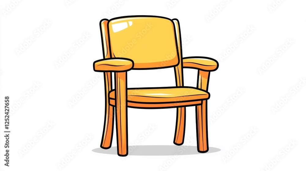 Fototapeta premium Yellow wooden chair with armrests isolated on a white background. Generative AI