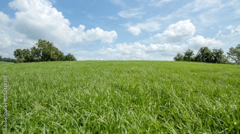 Fototapeta premium Rolling green field under a summer sky