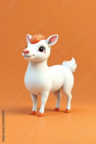 there is a small white goat with a brown hat on