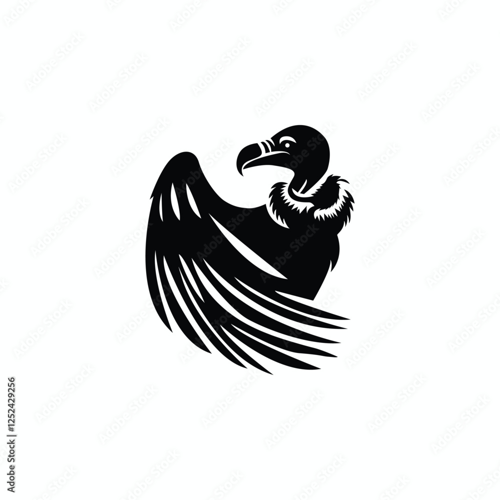 Obraz premium Andean Condor Black Silhouette on white background Vector cute design