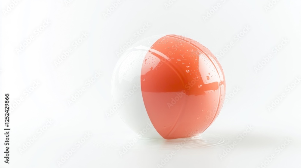 Wet Beach Ball with Water Droplets. Generative AI Wet Beach Ball with Water Droplets. Generative AI