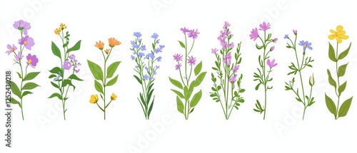 Wallpaper Mural Flat Style Vector Illustrations of Various Colorful Wildflowers for Design Projects and Creative Uses Torontodigital.ca