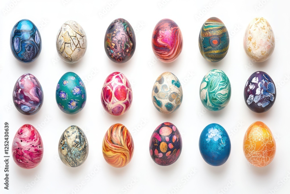 Colorful Easter eggs arranged on white background (1) Colorful Easter eggs arranged on white background (1)