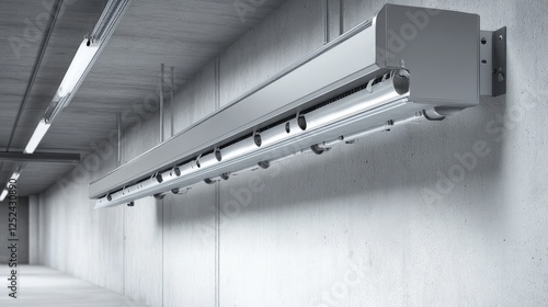 Wall-mounted AC bracket with pre-installed refrigerant pipes hanging below photo