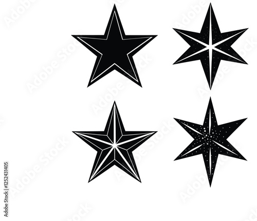 set of stars Icon Silhouette Illustration on White Background 
