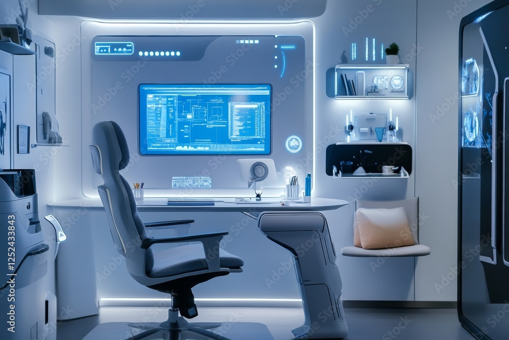 Futuristic Home Office: Modern Tech Workspace Futuristic Home Office: Modern Tech Workspace