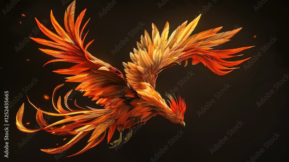 Obraz premium A Phoenix in flight with its wings spread wide.