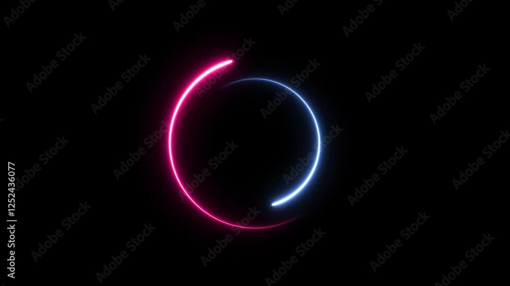 Glowing neon circle frame animation, recycling animation background . Glowing neon circle frame animation, recycling animation background .