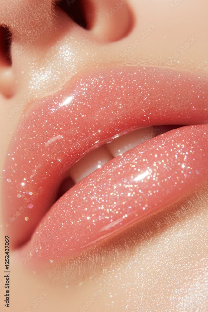 Fototapeta premium Close-up Glossy lips reflecting light. Beauty concept