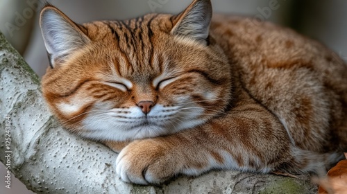 Peaceful Pallas's Cat Napping on a Branch