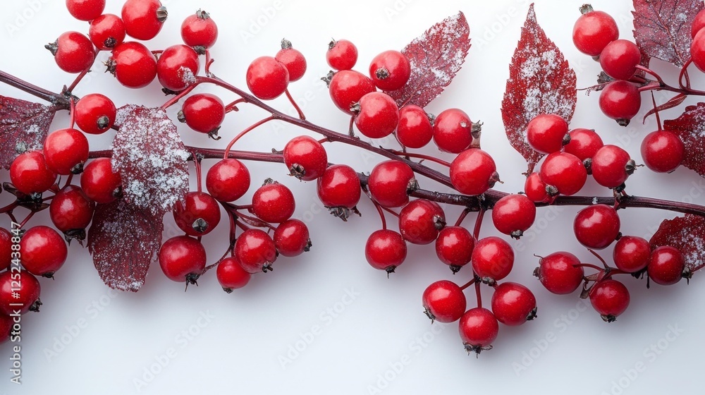 Fresh Red Berries with Snow Dust on White Isolated Surface. Generative AI Fresh Red Berries with Snow Dust on White Isolated Surface. Generative AI