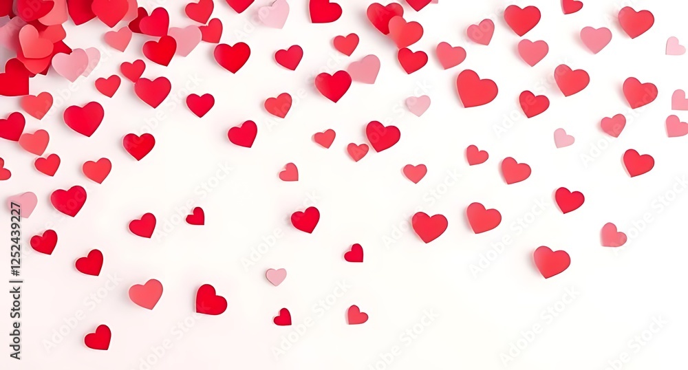 Romantic Heart Confetti Background with Soft Pink Gradient. Love and Valentine’s Day Design. Romantic Heart Confetti Background with Soft Pink Gradient. Love and Valentine’s Day Design.