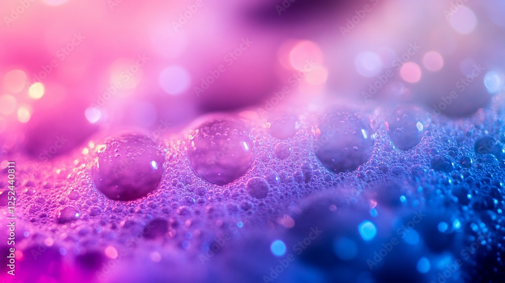 Close-up of colorful foam bubbles with bokeh effect. Close-up of colorful foam bubbles with bokeh effect.